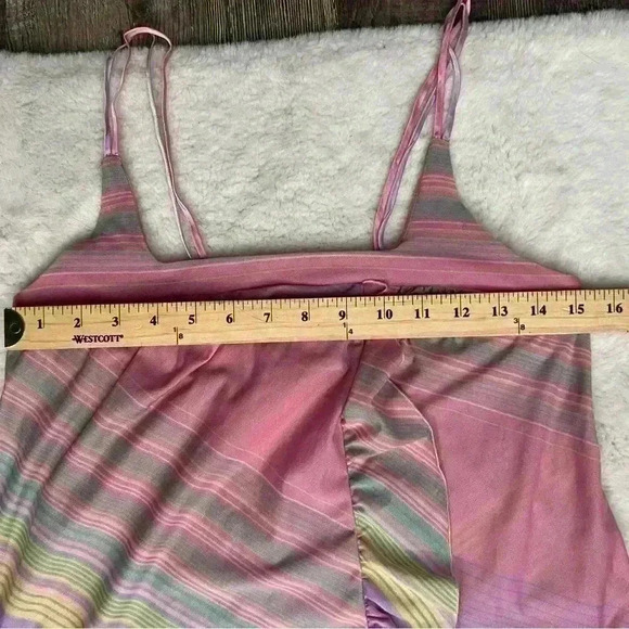 Vintage Alice Maloof Ruffled Nightgown Dress Size XS Lingerie 1960s Candy Stripe - Picture 6 of 13
